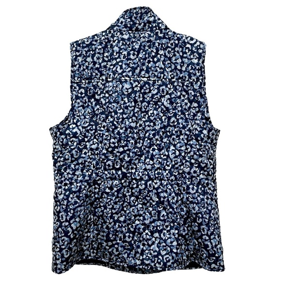 Talbots Blue Quilted Puffer Vest | Animal Print | Lightweight Fall Layer | Small - Picture 4 of 11